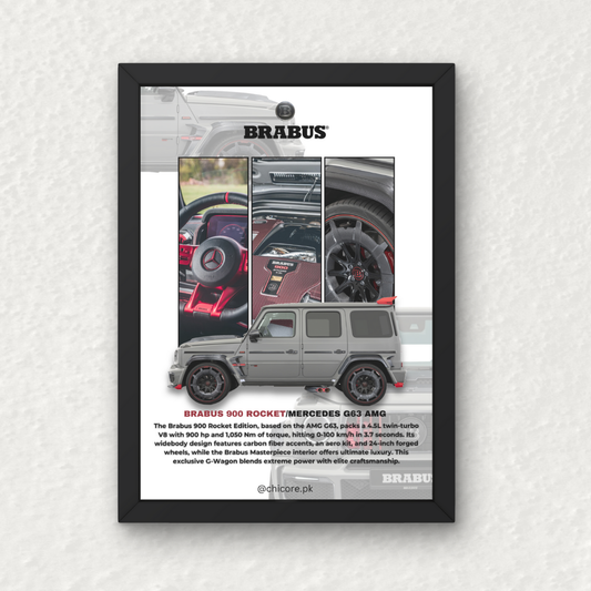 Brabus G63 900 Rocket Wall Frame | Wall Art print featuring ultra-HD visuals of the luxury SUV’s widebody design, interior, and performance wheels.